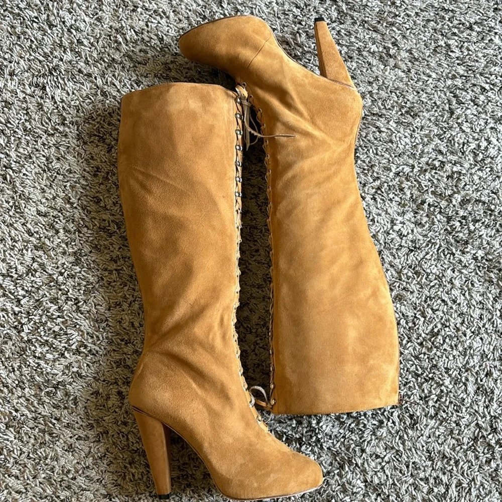 Madison Harding Suede Knee-high lace-up Leather laces Boots Size 9 - Picture 3 of 16